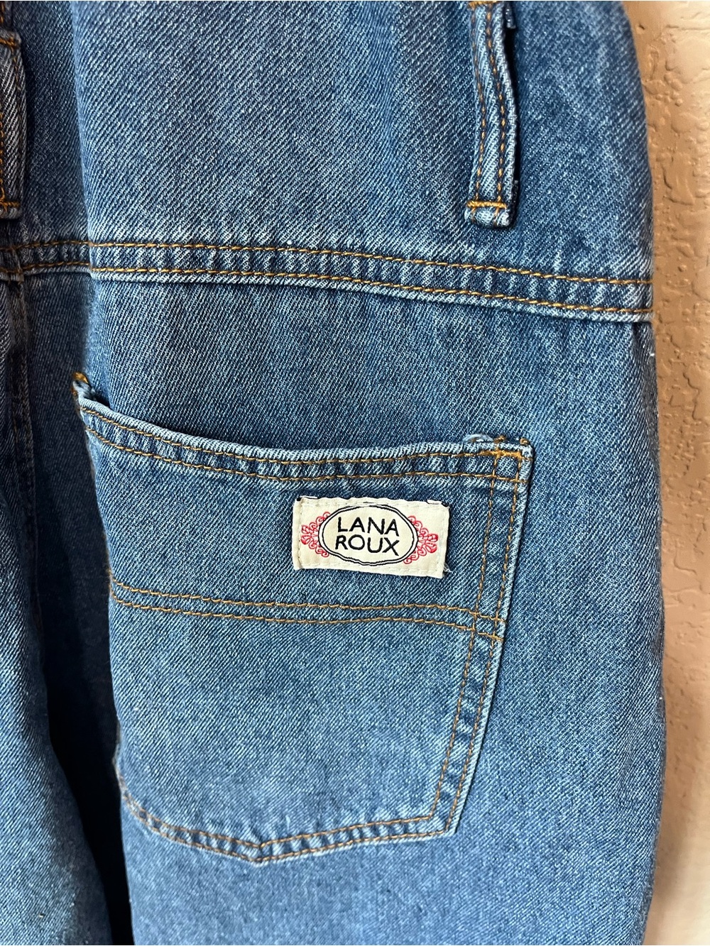 Lana Roux 90s Retro Utility Denim Overalls Straight Leg Sz M - Picture 4 of 9